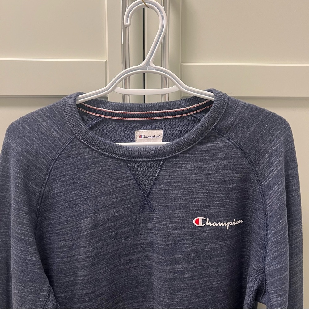 Champion Heathered Navy Lightweight Sweatshirt Men’s Size Medium - Picture 2 of 6